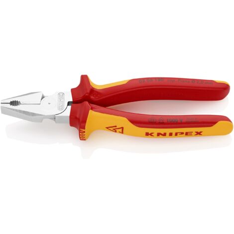 Knipex Pinza Universale Tipo Forte Cromata, Isolati con Manici Rivestiti in Materiale Bicomponente, Collaudati Vde 180 Mm 02 06 180