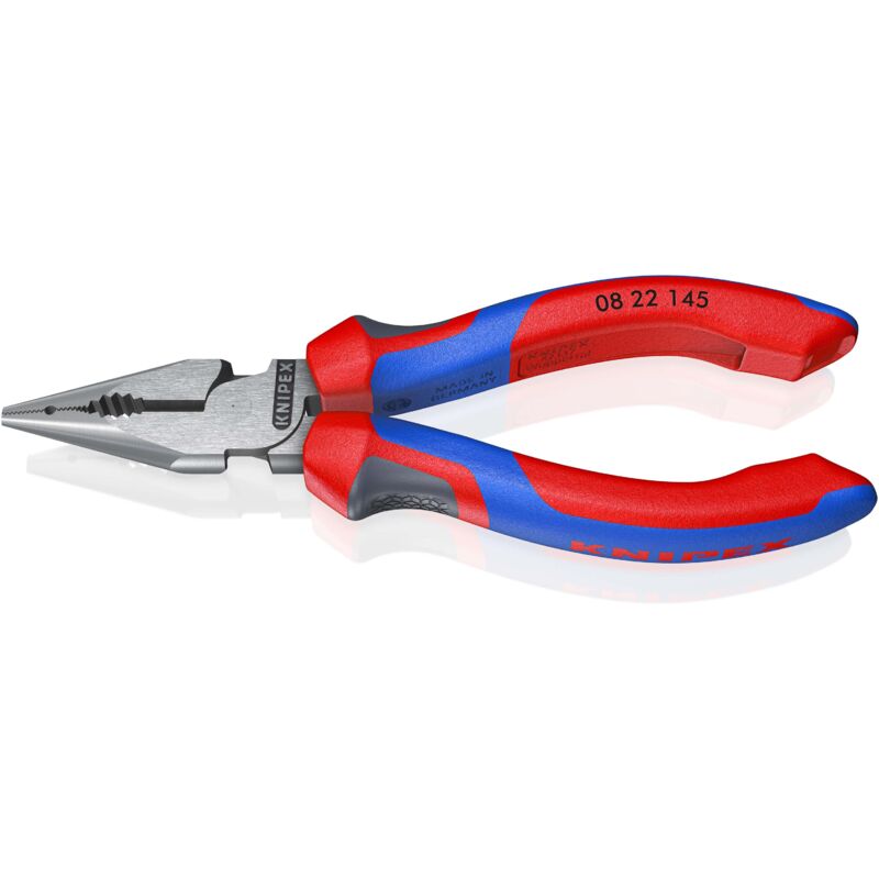 KNIPEX 08 22 145 SB Spitz-Kombizange mit Comfort-Griffen schwarz atramentiert 145 mm