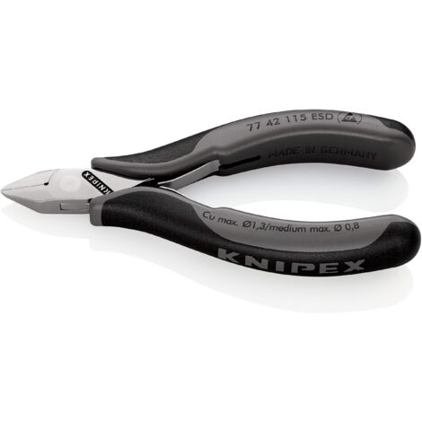 Knipex Tronchese Laterale per Elettronica Esd Rivestiti in Materiale Bicomponente 115 Mm 77 42 115 Esd
