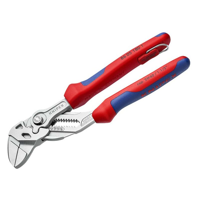 Knipex - 86 05 180 t bk Pliers Wrench Multi-Component Grip with Tether Point 180mm