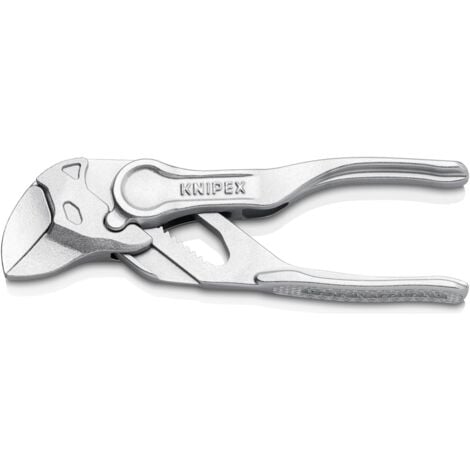 Knipex Zangenschlüssel XS Zange und Schraubenschlüssel in einem Werkzeug aufgeprägte, raue Oberfläche verchromt 100 mm, Art.Nr. 86 04 100 BK