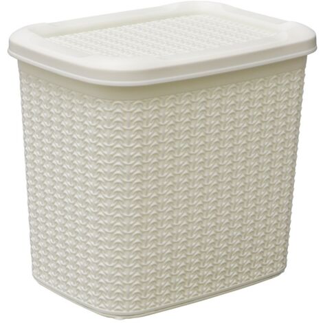 Knit Design Loop Plastic Lidded Storage Box, Ivory