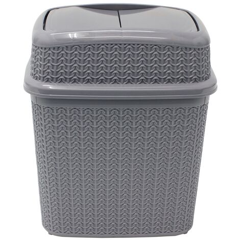 Knit Design Loop Plastic Push Top Bin, Grey