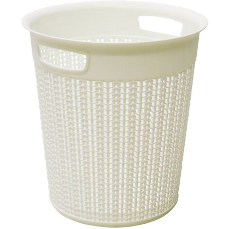 Knit Design Loop Plastic Round Bin, Ivory