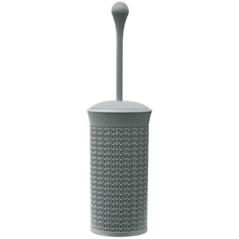 Knit Design Loop Plastic Toilet Brush and Holder, Grey