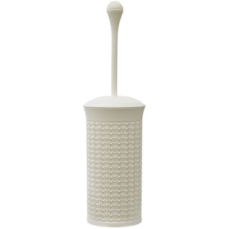 Knit Design Loop Plastic Toilet Brush and Holder, Ivory