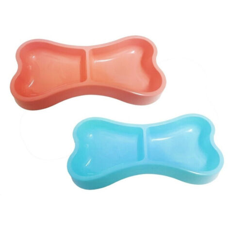 Knochenförmiger Plastiknapf mit 2 Schalen, 22 x 7 x 4,5 cm, für Cocker Spaniels, Hunde und Katzen