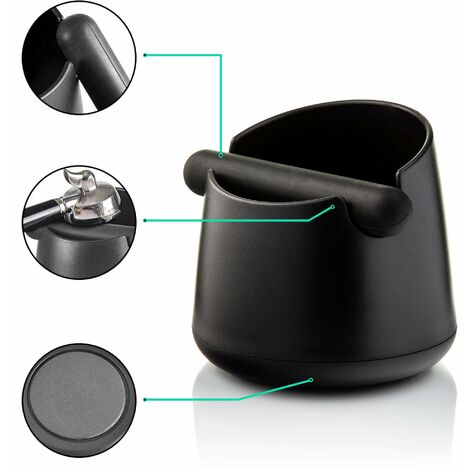 knock box, accessoire café noir mat - Knock Box pour le marc de café avec barre de percussion spéciale absorbant le bruit - boite cafe moulu cafetière barista.
