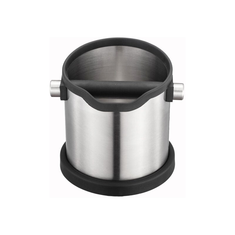 Ahlsen - Knock box, Poubelle de table à café en Inox, Récipient de récupération à marc de café, avec contour en silicone et en caoutchouc. Seau, Pot