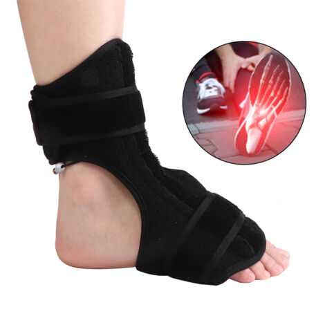 Knöchelbandage bei Plantarfasziitis und Fußheberschwäche, mit Stützschiene und Traktionsband