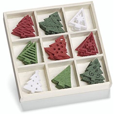Knorr Prandell - Cofanetto con alberelli di Natale in Legno, da 22 mm con Ornamenti in Feltro, Multicolore