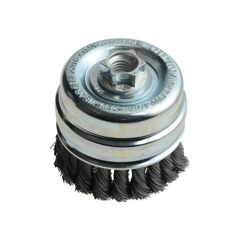 Heavy-duty Steel Wire Bowl Brush With M14 Thread, 80mm Diameter, 0.5mm Thick Tressed Steel Filaments, Suitable For Cleaning Pots And Casseroles, High-speed Rotation Up To 9000 Rpm