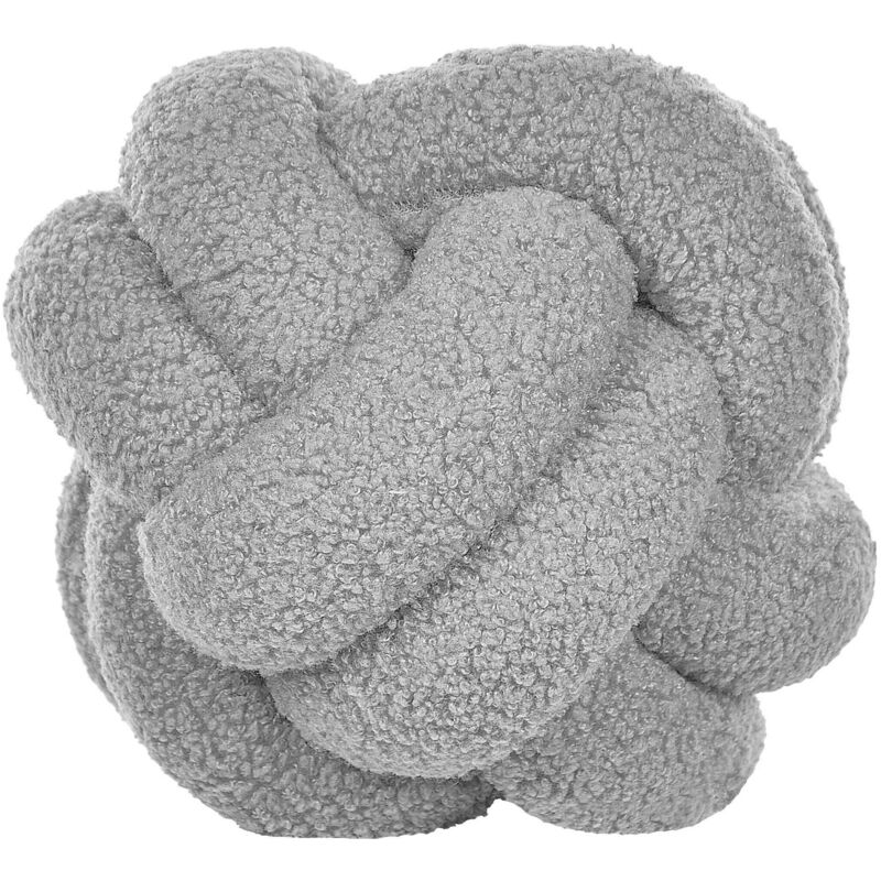 Beliani Throw Cushion Malni Boucle 19 X 19 Cm Grey Solid