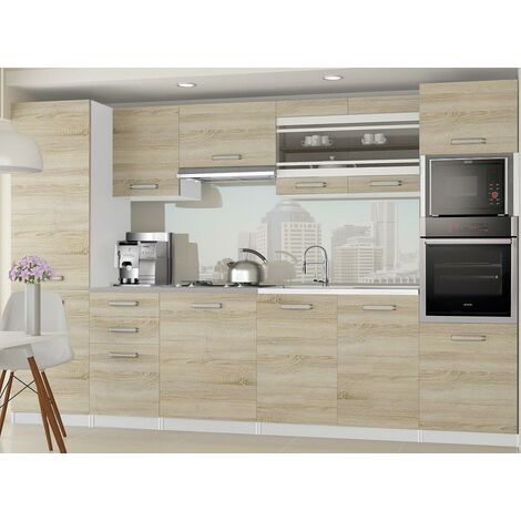 Darcia - cuisine complète d'angle + modulaire l 300 cm 9 pcs - plan de  travail inclus - ensemble armoires modernes cuisine - gris - Conforama