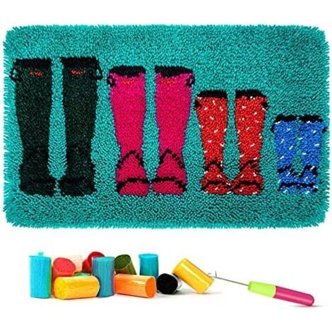 Knüpfset – 62 x 40 cm – Stiefel- und Teppichknüpfset für Anfänger, Erwachsene und Kinder