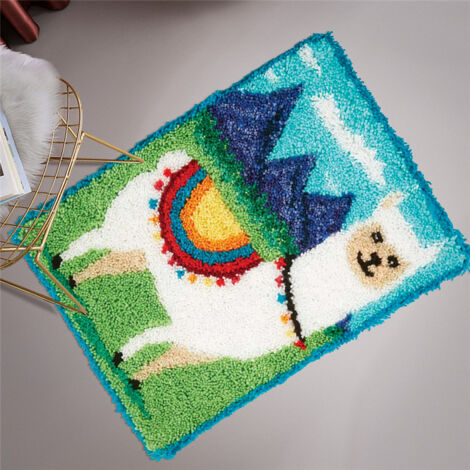 Knüpfset für Erwachsene und Kinder, DIY-Teppich, Kissen, Kreuzstich, Heimdeko, Alpaka, 50 x 38 cm