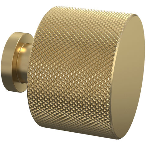 Knurled Indented Round Knob, 30mm - Brushed Brass