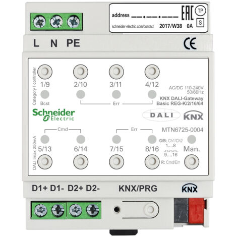 KNX actionneur éclairage avec interface DALI 2L 32G 128 ballasts SCHNEIDER MTN6725-0004