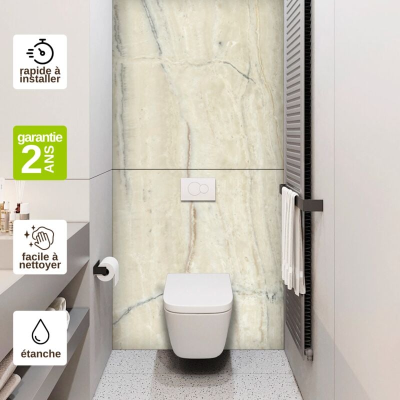 Panneau Habillage wc suspendu , L120l1200.4 cm, effet marbre beige, Sabana by sanizéo
