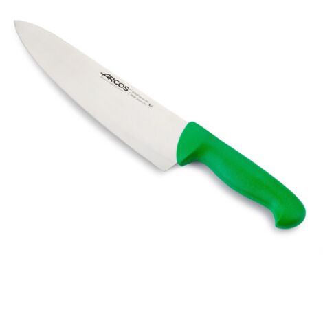 Kochmesser Arcos Farbe - Prof  290821 aus Nitrum-Edelstahl und mango ergonomisches grünes Polypropylen mit 25 cm Klinge, Vitrine