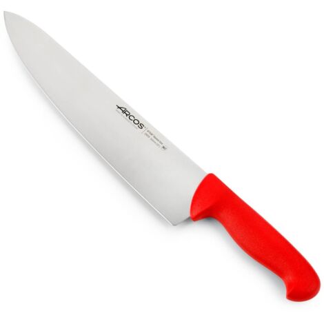 Kochmesser Arcos Farbe - Prof  290922 Edelstahl Nitrum und mango ergonomische rote Polypropylenklinge und 30 cm Klinge, Vitrine