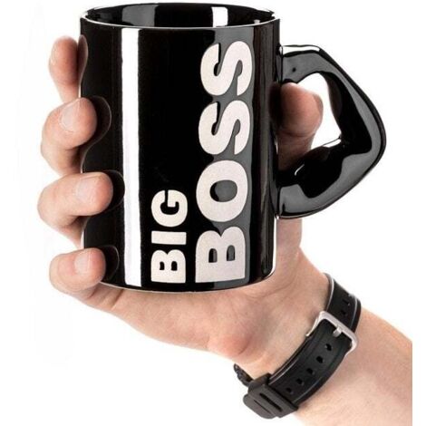 Kochtasse, Schwarz, Muskelarm, Keramik, 450 ml, für Männer, Kaffee, Tee
