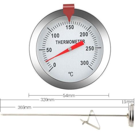 Kochthermometer, 30 cm langes Sondenthermometer, Edelstahl-Kochsondenthermometer mit Fleischflaschenclip für das Grillen zu Hause – Zifferblätter und Sonden