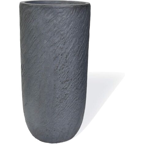 Köhko® Blumenkübel Pflanzkübel aus Fiberglas Pflanzübertopf ø24xH49 cm Anthrazit Rund Übertopf