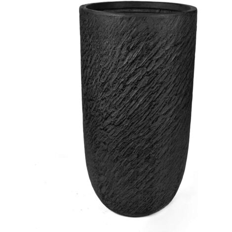 Köhko® Blumenkübel Pflanzkübel aus Fiberglas Pflanzübertopf ø24xH49 cm dunkelgrau Rund Übertopf