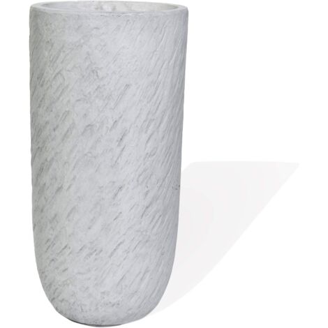 Köhko® Blumenkübel Pflanzkübel aus Fiberglas Pflanzübertopf ø24xH49 cm Elfenbeinfarben Rund Übertopf