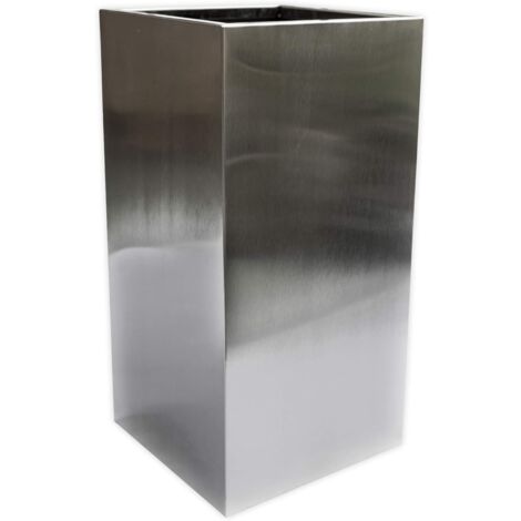 Köhko® Designer-Pflanzkübel aus Edelstahl Viva 36 x 36 x 75 cm  matt gebürsteter Blumengefäß eckig & groß