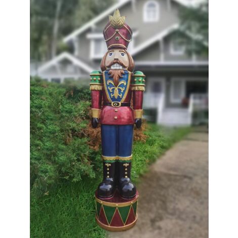 Köhko Nussknacker Soldat XL Höhe ca. 143 cm mit Bunte LED im Erzgebirge-Stil Dekofigur Handbemalter Weihnachtsdeko