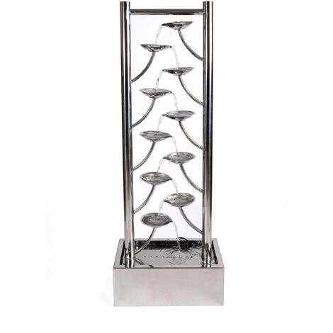 KÖHKO® Wasserwand ca. 97CM aus Edelstahl in Blättenform mit LED-Beleuchtung