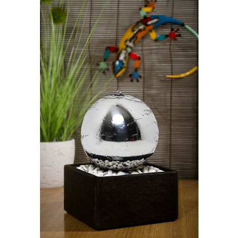 KÖHKO® Zimmerbrunnen "Rumba" 25006 Kugelbrunnen mit LED-Beleuchtung