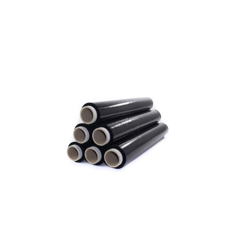 Pack de 6 rouleaux de film e'tirable manuel noir cm 50x250 m pour l'emballage, l'expe'dition et le de'me'nagement - Koem