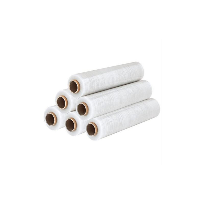 Pack de 6 rouleaux de film e'tirable manuel transparent cm 50x250 m pour l'emballage, l'expe'dition et le de'me'nagement - Koem