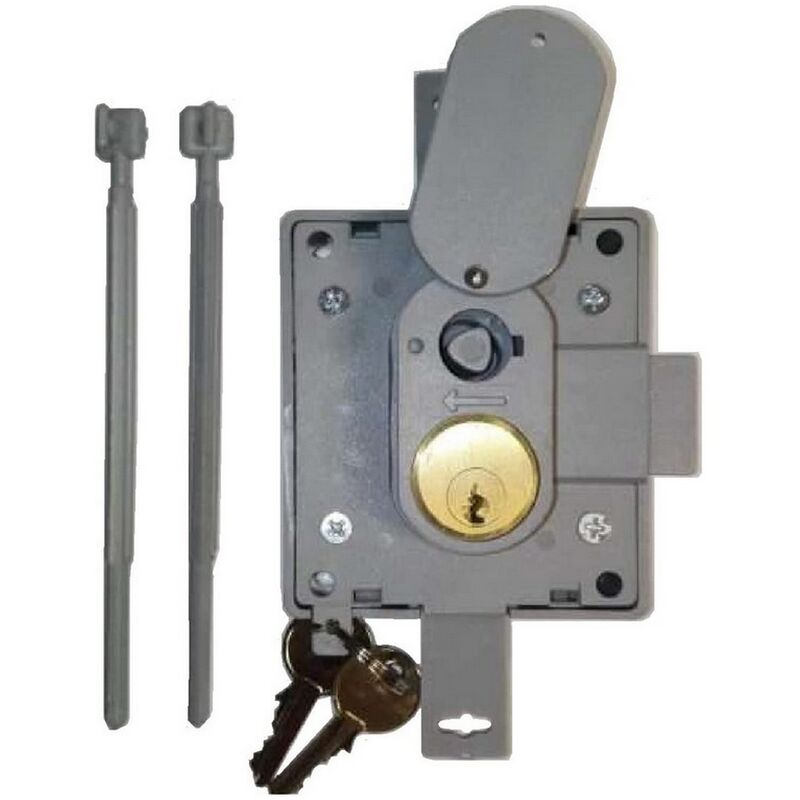 Image of Serratura di ricambio SC10 per cassetta contatore corrente in resina tipo enel colore grigio con chiavi completa di aste - Koem