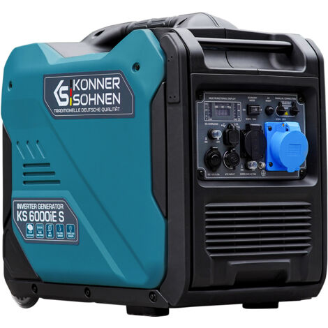 Könner & Söhnen Generatore Inverter KS 6000iE S, 6,0 kW, Silenzioso, Avviamento Elettrico, Onda Sinusoidale Pura, Ideale per Casa, Professionisti e Dispositivi Sensibili, USB Integrata