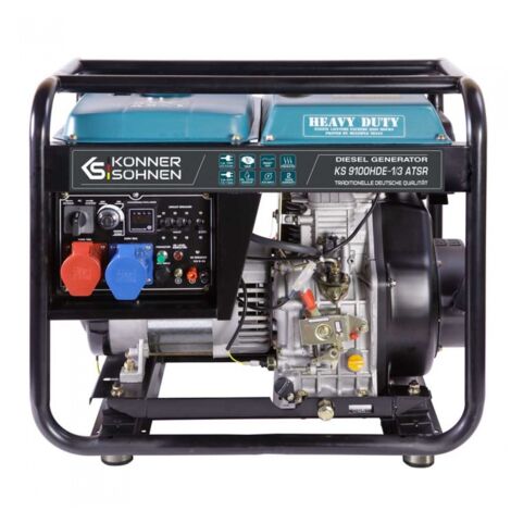 Könner & Söhnen – Groupe électrogène diesel 6500W – Système VTS monophasé/triphasé – Démarrage électrique – Réservoir 11L – Autonomie 6h à 50%