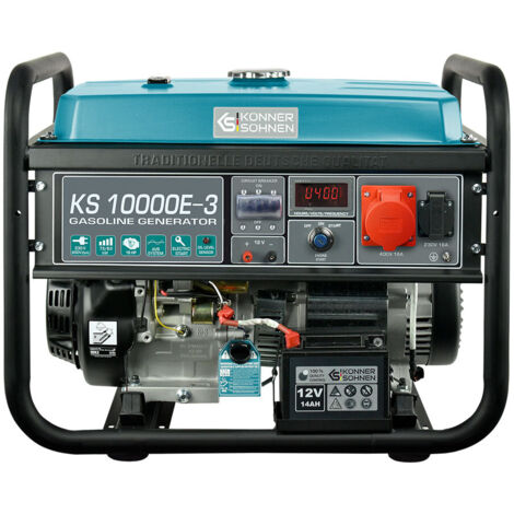Könner & Söhnen – Groupe électrogène essence 8 kW – Démarrage électrique – AVR – 400V triphasé – 15h d'autonomie – 88 kg – 25L réservoir