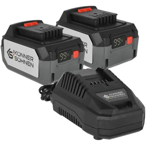 Könner & Söhnen KS 20V4-1-DUAL Starter-Kit: 2×4Ah Li-Ion Akkus + 4,5A Ladegerät