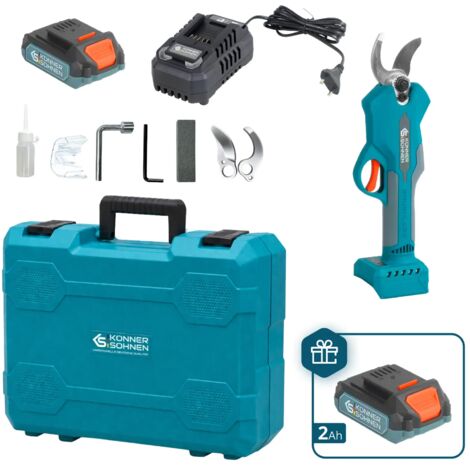 Könner & Söhnen KS CPS20V-32 CASE PLUS Akku-Rebschere: 32mm Schnitt, Bürstenloser Motor, 2× 2Ah Akkus, Ladegerät & Profi-Koffer