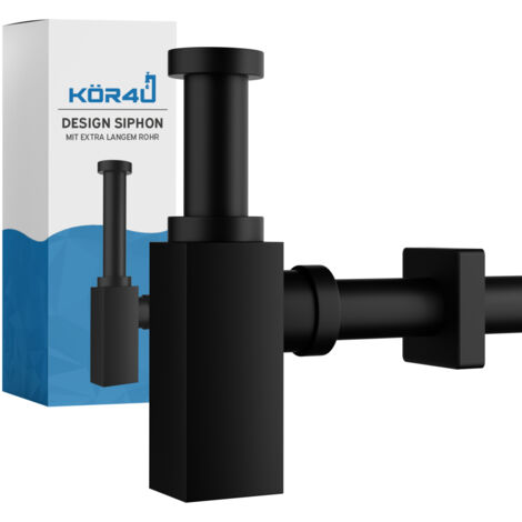kör4u Design Siphon 1 1/4"x32mm eckig schwarz matt