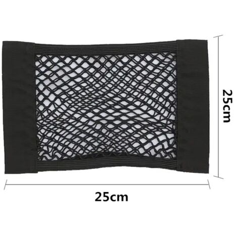 Kofferraum-Netztasche mit elastischer Kette, universeller Klebeverschluss, Aufbewahrungstasche, Taschenkäfig, Auto-Organizer, Rücksitztasche, 25 x 25 cm