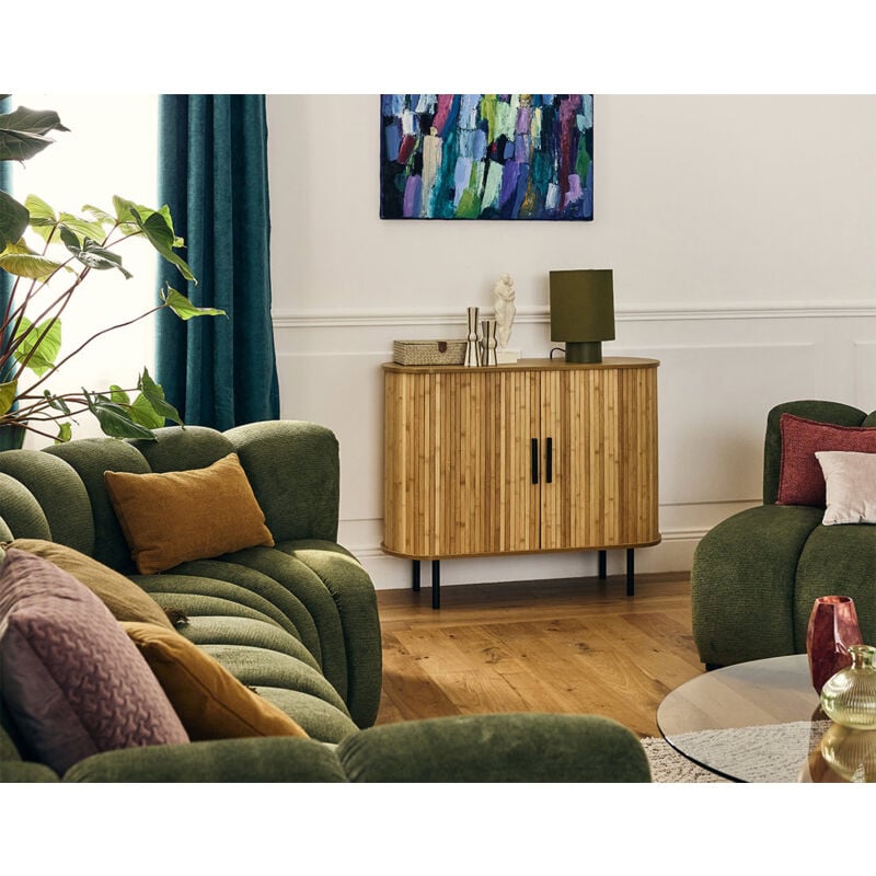 Kofu - buffet bas - bambou - 100 cm - bois / noir