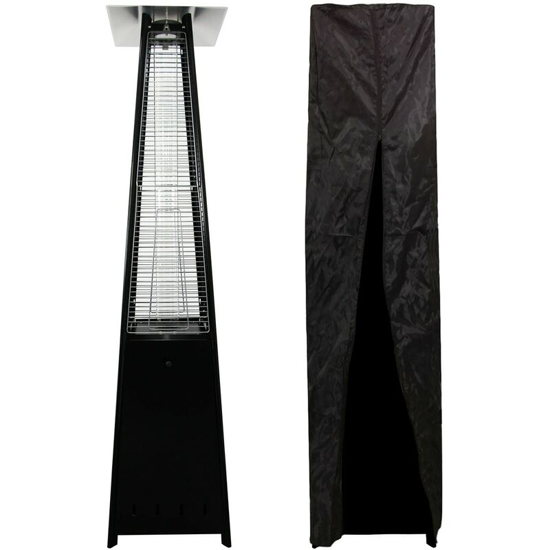 Beneffito - kohala - Parasol Chauffant Pyramidal Acier Noir - Chauffage d'extérieur au gaz - Surface de chauffe 30m² - Housse Noire - Allumage facile