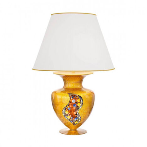 Kolarz ANFORA - Designer Fabric Tapered Shade Large Table Light Gold - Motif Kiss Gold, 1x E27