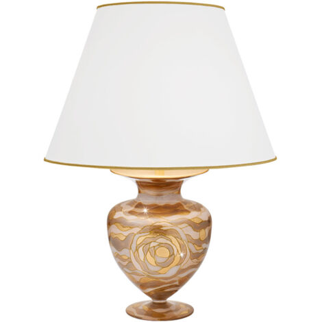 Kolarz ANFORA Lampe de table en tissu avec abat-jour conique rond or 24 carats