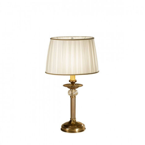 Kolarz ASCOT - Lampe de table à abat-jour conique en tissu classique, laiton antique, 1x E14