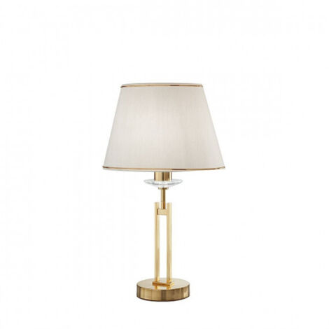 Kolarz IMPERIAL - Lampe de table à abat-jour conique en tissu classique, laiton anglais, 1x E27